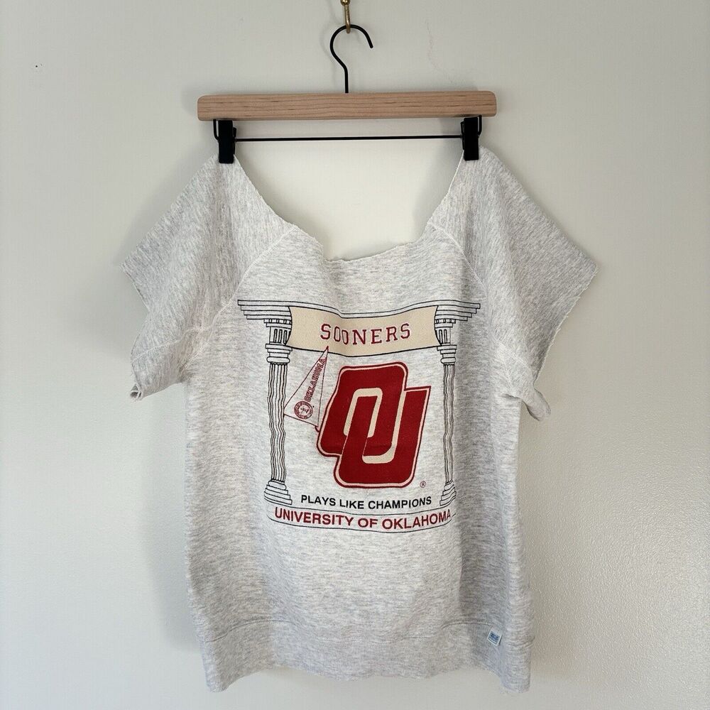 Vintage 80s Discus Athletic Sweatshirt OU Oklahoma Sooners Football Medium USA - Picture 2 of 16